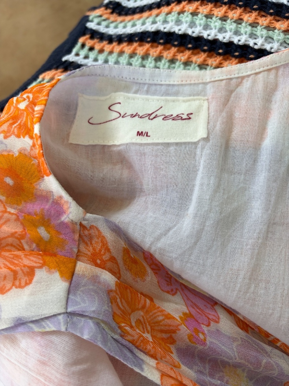 Sundress Delina Maxi Dress Orange Pink Purple Tie Front Ruffle Hem - Size M/L - Picture 6 of 7